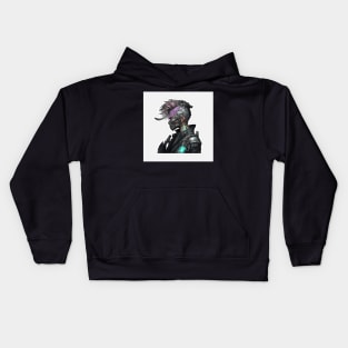 Cyberpunk Female Metal Face Sticker Kids Hoodie